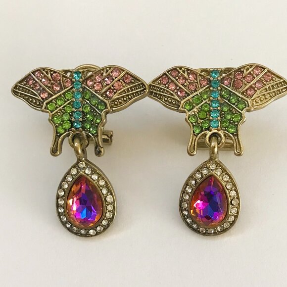 Heidi Daus Colored Butterfly Crystal Drop Earrings - Picture 1 of 2